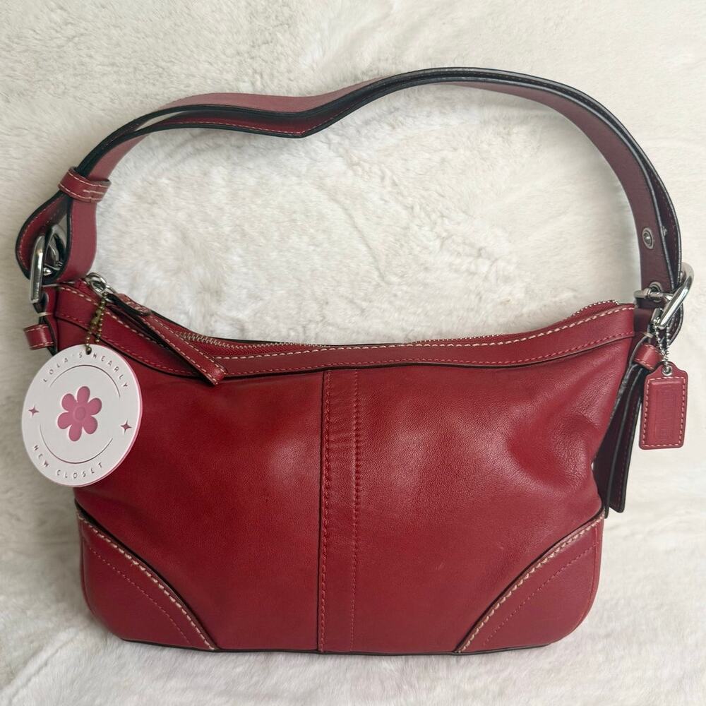 y2k Coach Red Convertible F12322 Hobo Shoulder Bag Crossbody